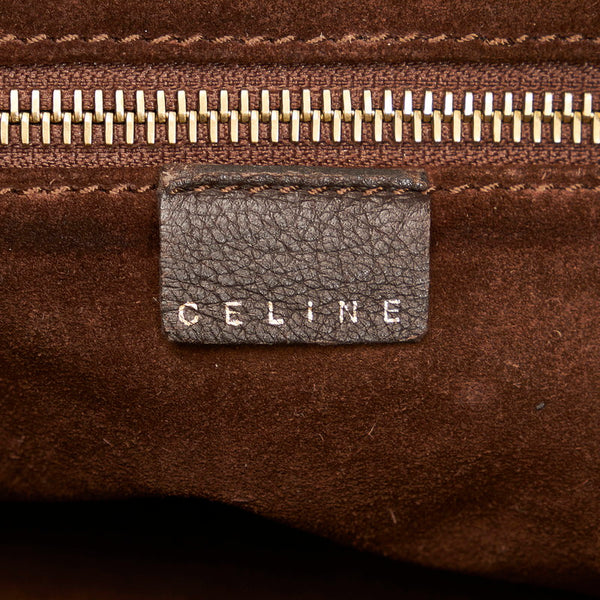 セリーヌ ステッチ ショルダーバッグ CE00/35 ブラウン ゴールド レザー レディース CELINE 【中古】