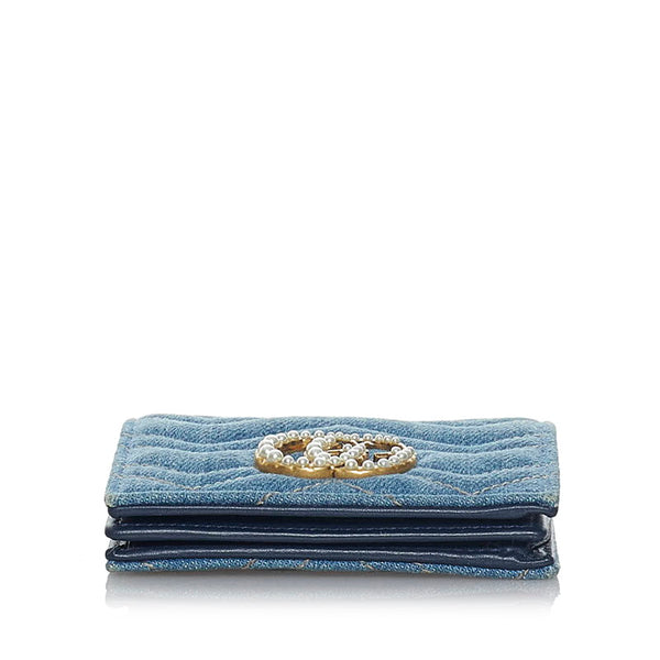 グッチ GGマーモント コンパクト財布 466492 ブルー デニム レディース GUCCI 【中古】
