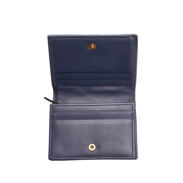 グッチ GGマーモント コンパクト財布 466492 ブルー デニム レディース GUCCI 【中古】