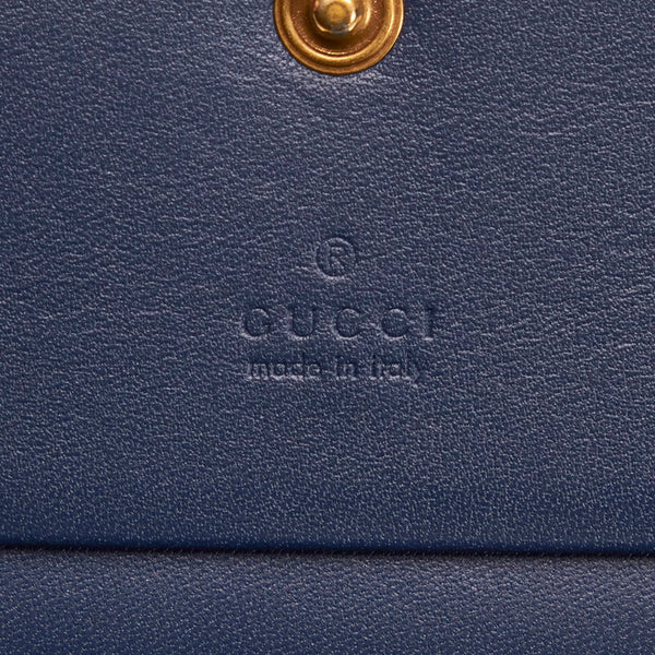 グッチ GGマーモント コンパクト財布 466492 ブルー デニム レディース GUCCI 【中古】