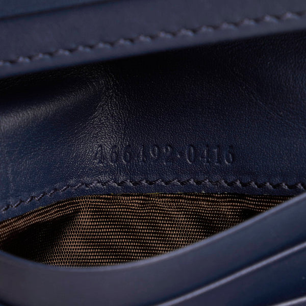 グッチ GGマーモント コンパクト財布 466492 ブルー デニム レディース GUCCI 【中古】