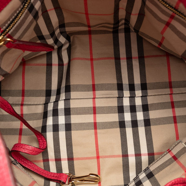 バーバリー ノバチェック ハンドバッグ レッド レザー レディース BURBERRY 【中古】