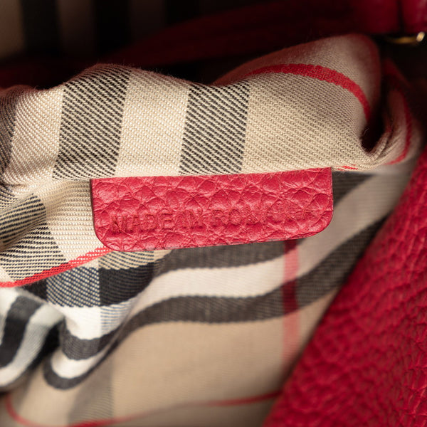 バーバリー ノバチェック ハンドバッグ レッド レザー レディース BURBERRY 【中古】