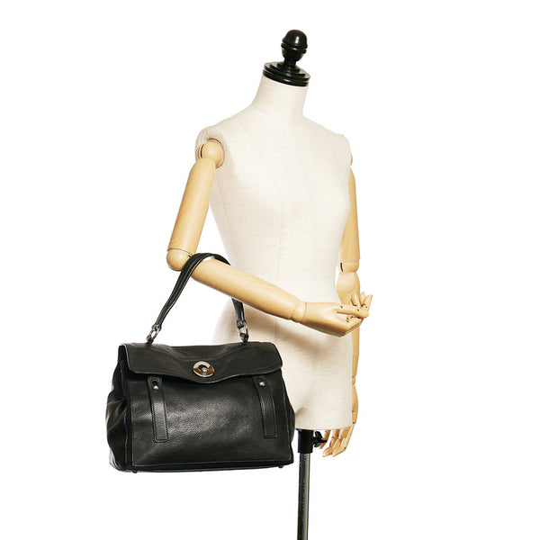 サンローラン ミューズトゥー ハンドバッグ ブラック レザー キャンバス レディース SAINT LAURENT 【中古】