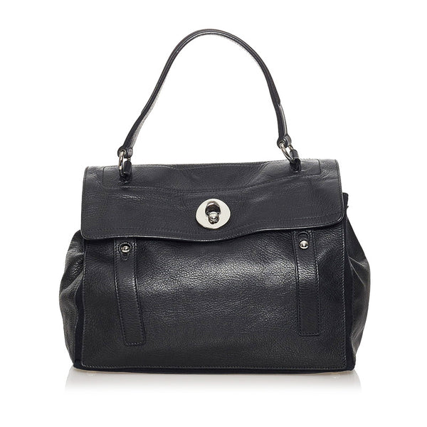 サンローラン ミューズトゥー ハンドバッグ ブラック レザー キャンバス レディース SAINT LAURENT 【中古】