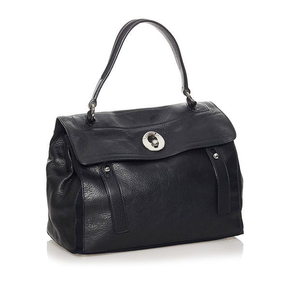 サンローラン ミューズトゥー ハンドバッグ ブラック レザー キャンバス レディース SAINT LAURENT 【中古】