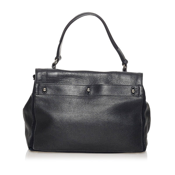 サンローラン ミューズトゥー ハンドバッグ ブラック レザー キャンバス レディース SAINT LAURENT 【中古】