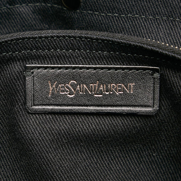 サンローラン ミューズトゥー ハンドバッグ ブラック レザー キャンバス レディース SAINT LAURENT 【中古】