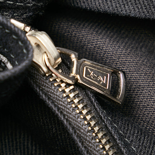 サンローラン ミューズトゥー ハンドバッグ ブラック レザー キャンバス レディース SAINT LAURENT 【中古】