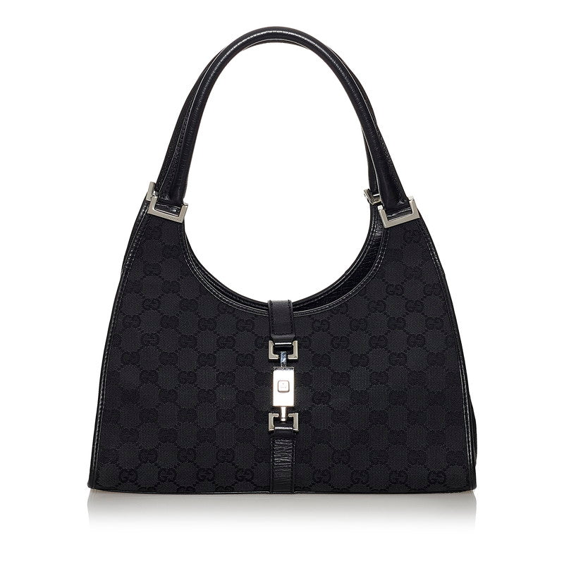 グッチ GGキャンバス ジャッキー ハンドバッグ 01719 ブラック キャンバス レザー レディース GUCCI 【中古】