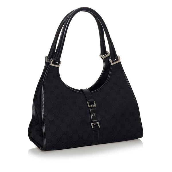 グッチ GGキャンバス ジャッキー ハンドバッグ 01719 ブラック キャンバス レザー レディース GUCCI 【中古】