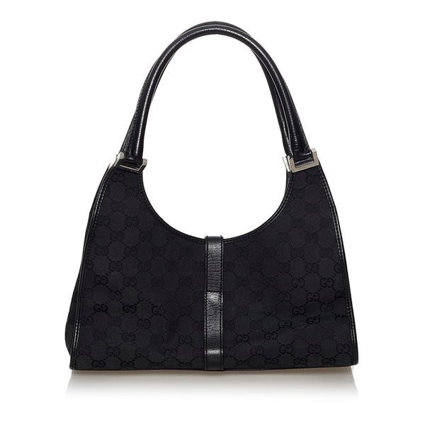 グッチ GGキャンバス ジャッキー ハンドバッグ 01719 ブラック キャンバス レザー レディース GUCCI 【中古】