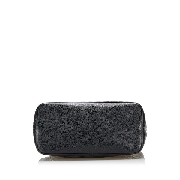 シャネル 復刻トート シルバー金具 キルティング トートバッグ ブラック キャビアスキン レディース CHANEL 【中古】
