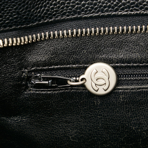 シャネル 復刻トート シルバー金具 キルティング トートバッグ ブラック キャビアスキン レディース CHANEL 【中古】