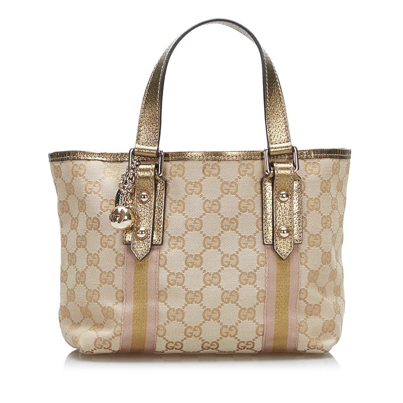 グッチ GGキャンバス ハンドバッグ 139261 ベージュ ピンク キャンバス レザー レディース GUCCI 【中古】