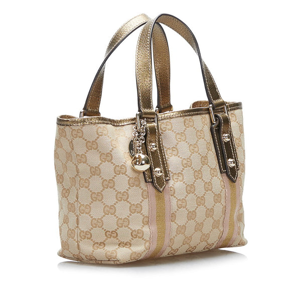 グッチ GGキャンバス ハンドバッグ 139261 ベージュ ピンク キャンバス レザー レディース GUCCI 【中古】