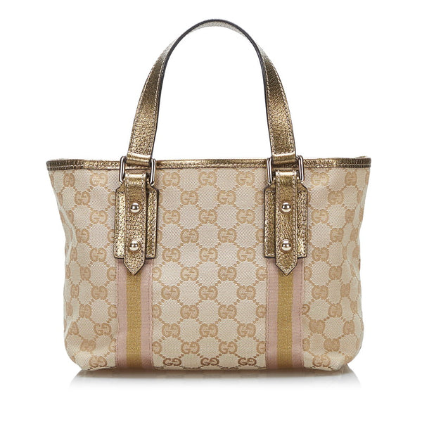 グッチ GGキャンバス ハンドバッグ 139261 ベージュ ピンク キャンバス レザー レディース GUCCI 【中古】