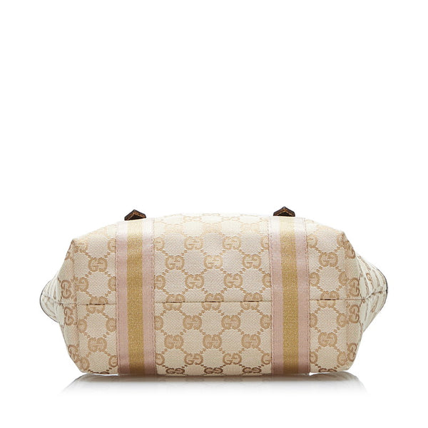 グッチ GGキャンバス ハンドバッグ 139261 ベージュ ピンク キャンバス レザー レディース GUCCI 【中古】