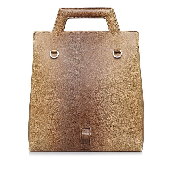 サルヴァトーレフェラガモ ガンチーニ ハンドバッグ ショルダーバッグ リュック 3WAY DX21 8674 カーキ レザー レディース Salvatore Ferragamo 【中古】