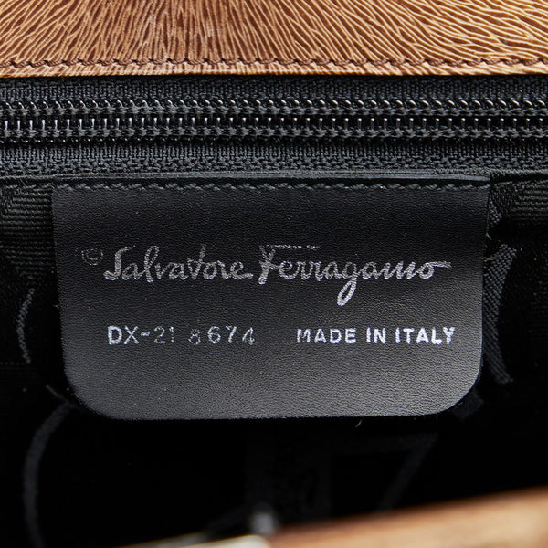 サルヴァトーレフェラガモ ガンチーニ ハンドバッグ ショルダーバッグ リュック 3WAY DX21 8674 カーキ レザー レディース Salvatore Ferragamo 【中古】