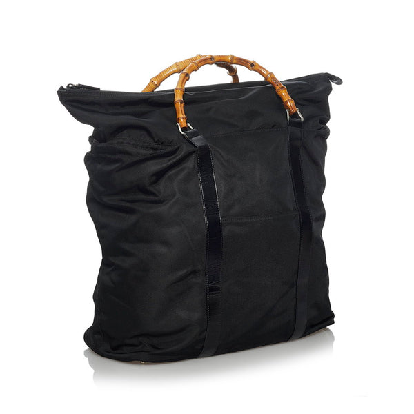 グッチ バンブー トートバッグ ボストンバッグ 002 2854 ブラック キャンバス レザー レディース GUCCI 【中古】