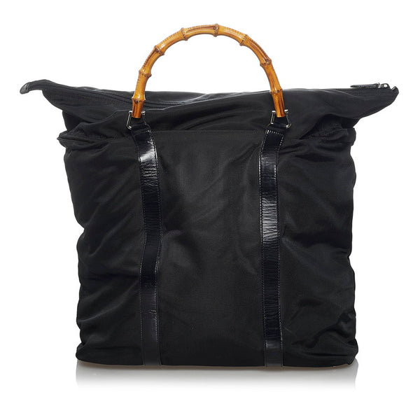 グッチ バンブー トートバッグ ボストンバッグ 002 2854 ブラック キャンバス レザー レディース GUCCI 【中古】
