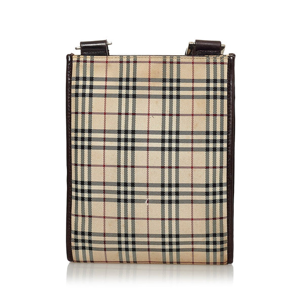 バーバリー ノバチェック 斜め掛け ショルダーバッグ ベージュ キャンバス レザー レディース BURBERRY 【中古】