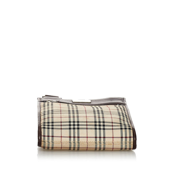 バーバリー ノバチェック 斜め掛け ショルダーバッグ ベージュ キャンバス レザー レディース BURBERRY 【中古】