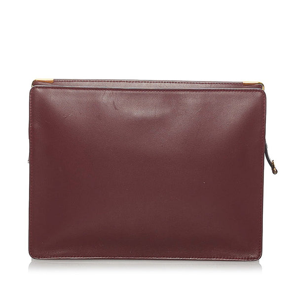 カルティエ マスト セカンドバッグ ボルドー レザー メンズ CARTIER 【中古】