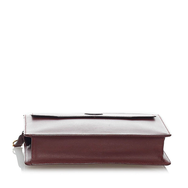 カルティエ マスト セカンドバッグ ボルドー レザー メンズ CARTIER 【中古】