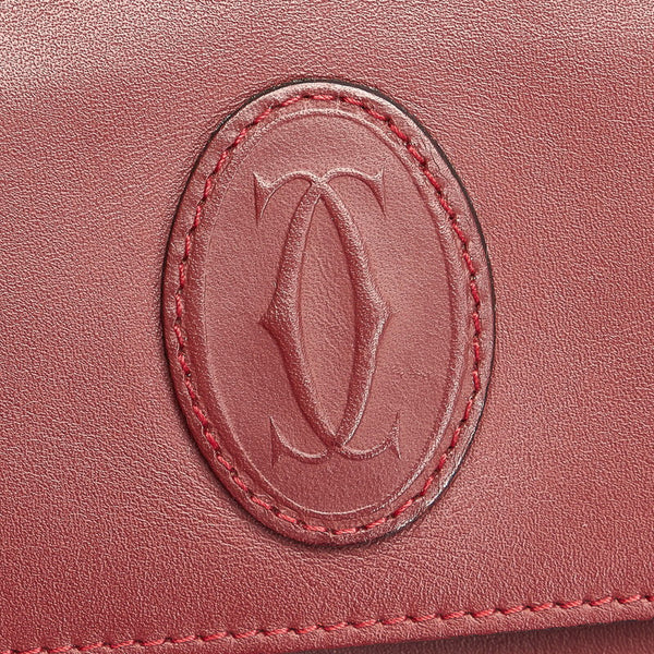 カルティエ マスト セカンドバッグ ボルドー レザー メンズ CARTIER 【中古】