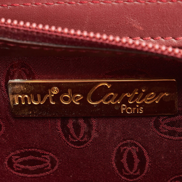 カルティエ マスト セカンドバッグ ボルドー レザー メンズ CARTIER 【中古】