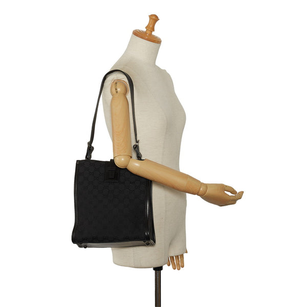 グッチ GGキャンバス ワンショルダーバッグ ハンドバッグ 110292 ブラック キャンバス レザー レディース GUCCI 【中古】