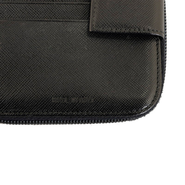 プラダ 三角ロゴプレート サフィアーノ 二つ折り財布 M170 ブラック レザー レディース PRADA 【中古】