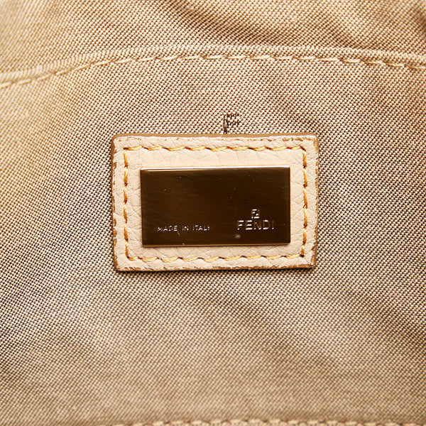 フェンディ ズッキーノ ハンドバッグ 8BH152 ベージュ ブルー キャンバス レザー レディース FENDI 【中古】
