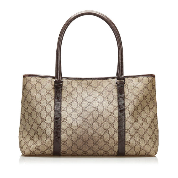 グッチ GGスプリーム トートバッグ ショルダーバッグ 114595 ベージュ ブラウン PVC レザー レディース GUCCI 【中古】