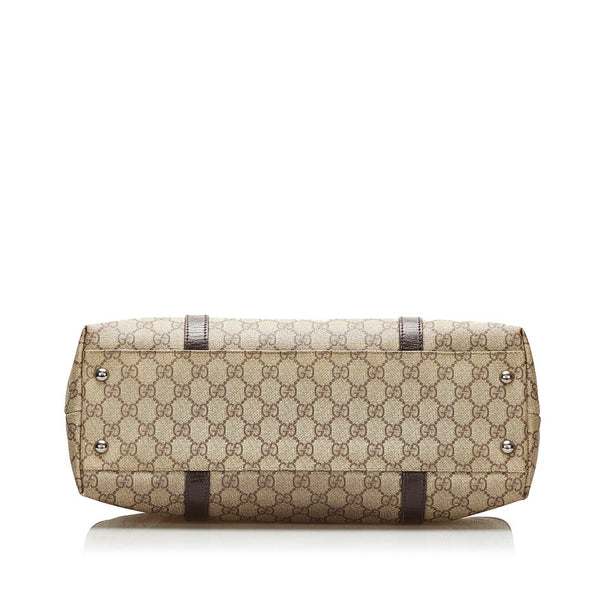 グッチ GGスプリーム トートバッグ ショルダーバッグ 114595 ベージュ ブラウン PVC レザー レディース GUCCI 【中古】