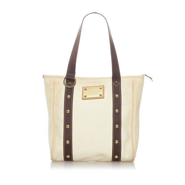 ルイ ヴィトン アンティグア カバMM トートバッグ M40036 オフホワイト ダークブラウン キャンバス レディース LOUIS VUITTON 【中古】