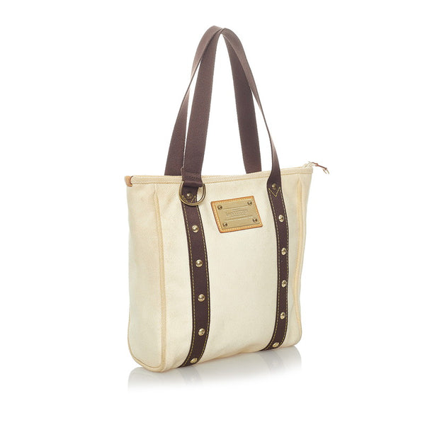 ルイ ヴィトン アンティグア カバMM トートバッグ M40036 オフホワイト ダークブラウン キャンバス レディース LOUIS VUITTON 【中古】