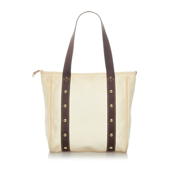 ルイ ヴィトン アンティグア カバMM トートバッグ M40036 オフホワイト ダークブラウン キャンバス レディース LOUIS VUITTON 【中古】