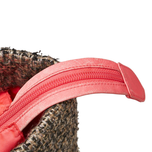 シャネル カンボンライン ココマーク ラージ トートバッグ グレー ツイード レザー レディース CHANEL 【中古】