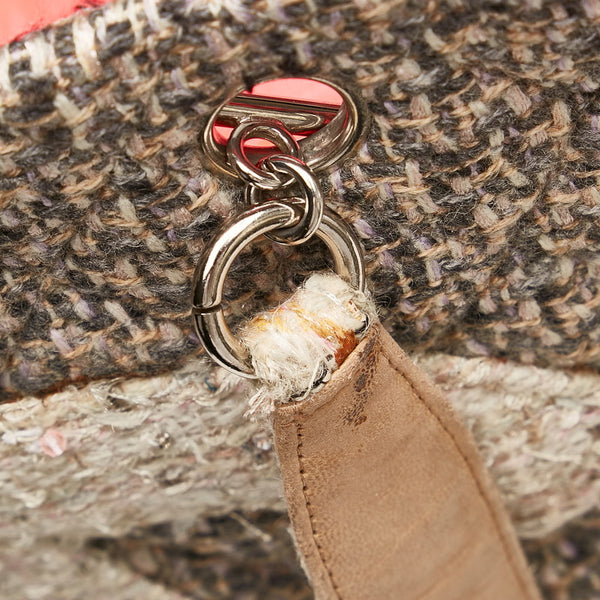 シャネル カンボンライン ココマーク ラージ トートバッグ グレー ツイード レザー レディース CHANEL 【中古】