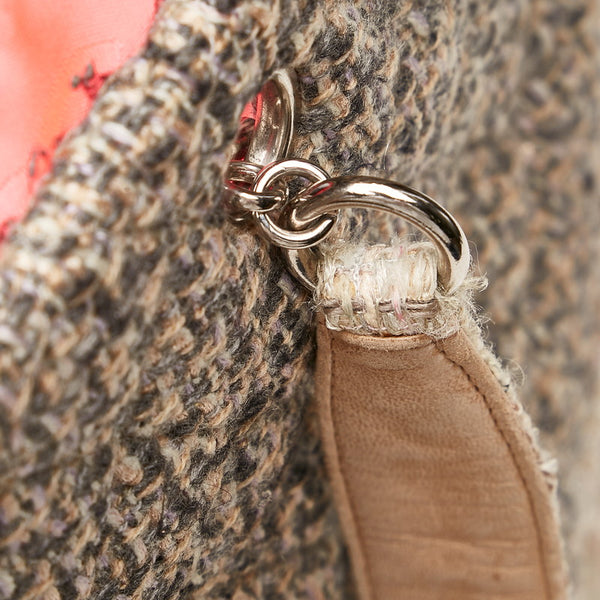 シャネル カンボンライン ココマーク ラージ トートバッグ グレー ツイード レザー レディース CHANEL 【中古】