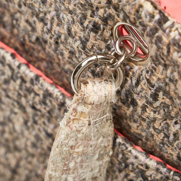 シャネル カンボンライン ココマーク ラージ トートバッグ グレー ツイード レザー レディース CHANEL 【中古】