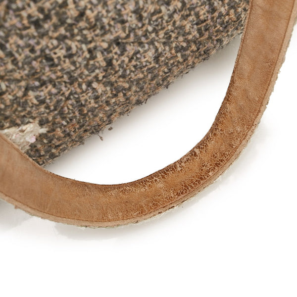 シャネル カンボンライン ココマーク ラージ トートバッグ グレー ツイード レザー レディース CHANEL 【中古】