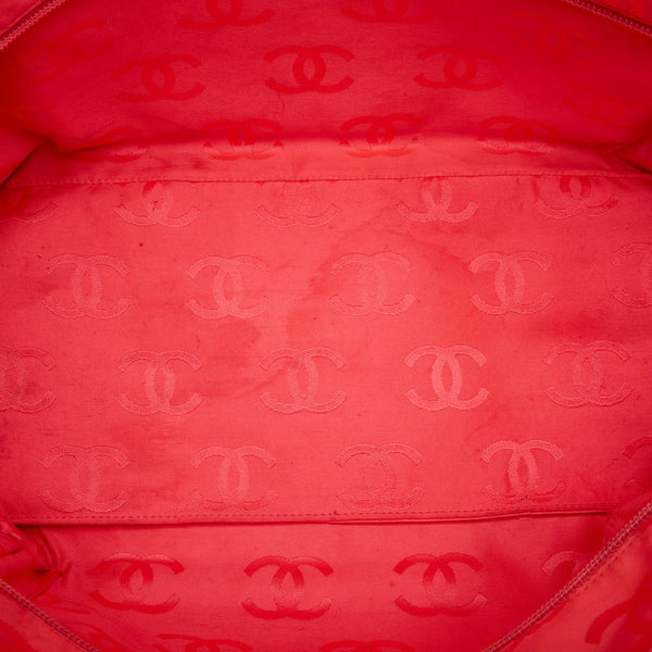 シャネル カンボンライン ココマーク ラージ トートバッグ グレー ツイード レザー レディース CHANEL 【中古】