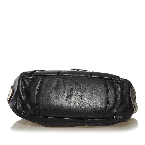 プラダ リボン ハンドバッグ ブラック レザー レディース PRADA 【中古】
