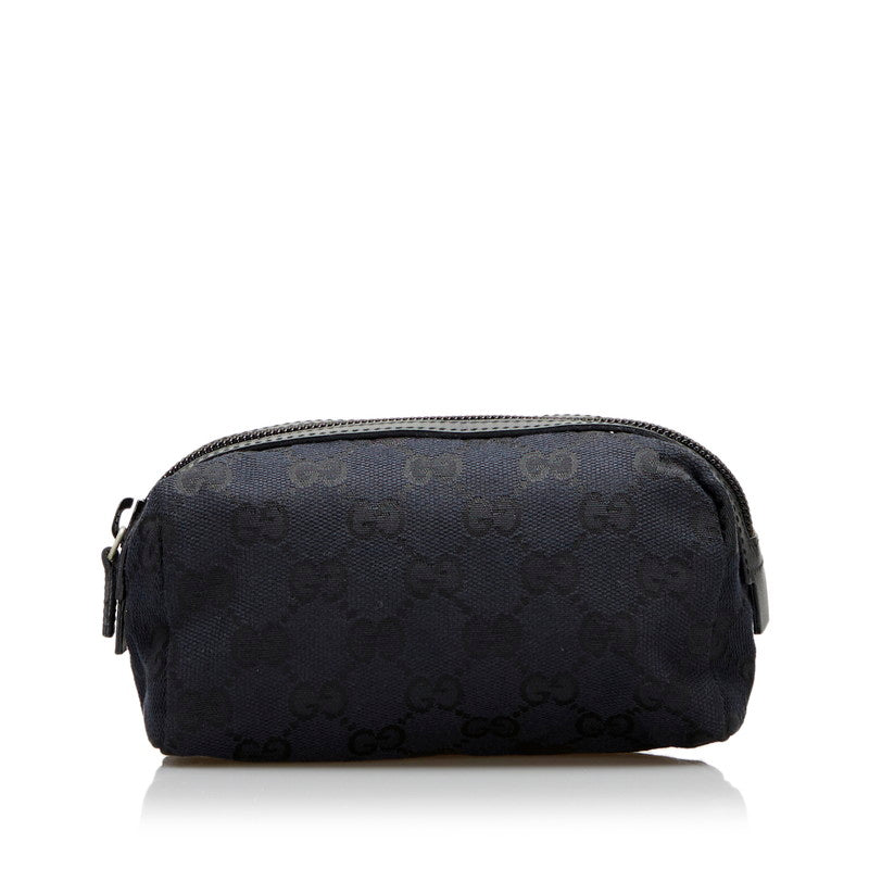 グッチ GGキャンバス ポーチ コスメポーチ 039 1118 ブラック キャンバス レザー レディース GUCCI 【中古】