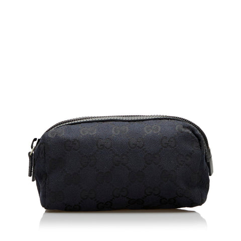 グッチ GGキャンバス ポーチ コスメポーチ 039 1118 ブラック キャンバス レザー レディース GUCCI 【中古】