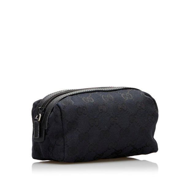 グッチ GGキャンバス ポーチ コスメポーチ 039 1118 ブラック キャンバス レザー レディース GUCCI 【中古】